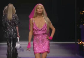 The Fabulous Paris Hilton Closes Versace Runway Show During Milan Fashion Week